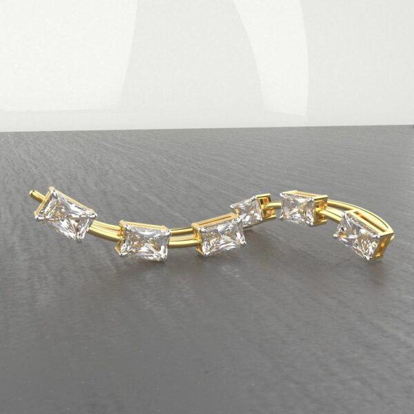 Avarta Jewellery 18k Gold Baguette Cuff Earrings - Image 4