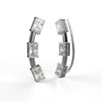 Avarta Jewellery Sterling Silver Cuff Earrings With Emerald Cut Stone