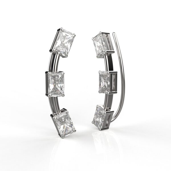 Avarta Jewellery Sterling Silver Cuff Earrings With Emerald Cut Stone