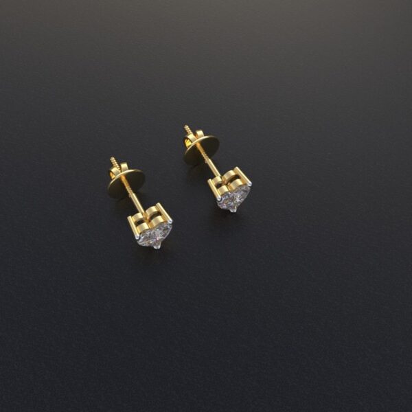 Avarta 18K Gold 40 Cents Each Heart Solitaire Stud Earrings - Image 3