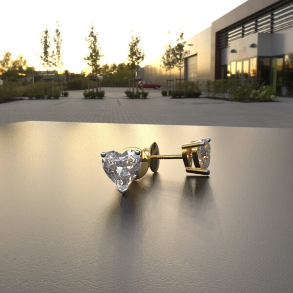 Avarta Jewellery 18k Gold 75 Cents Each Heart Solitaire Stud Earrings - Image 3
