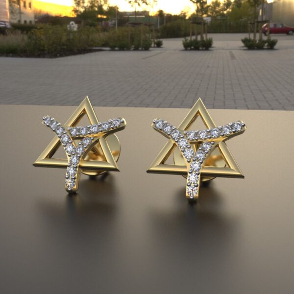 Avarta Jewellery 18K Gold & Certified Diamond Trinity Studs Earrings - Image 6