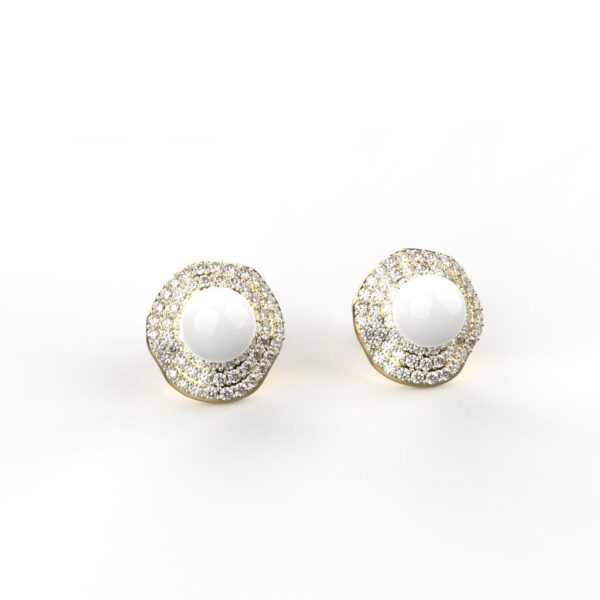 Avarta Sterling Silver Pearl & Diamond Stud Earrings - Image 4