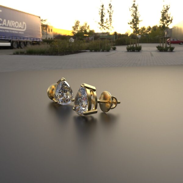 Avarta 18k Gold 1.25 Carat Each Pear Moissanite Solitaire Stud Earrings - Image 4