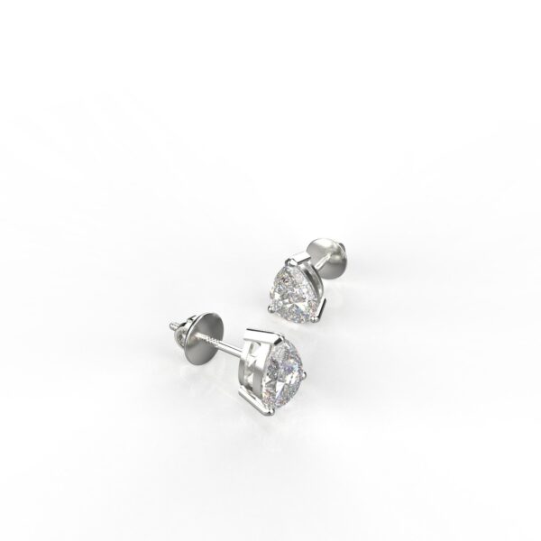 Avarta Sterling Silver 1.25 Carat Each Pear Solitaire Stud Earrings With White Gold Polish - Image 3