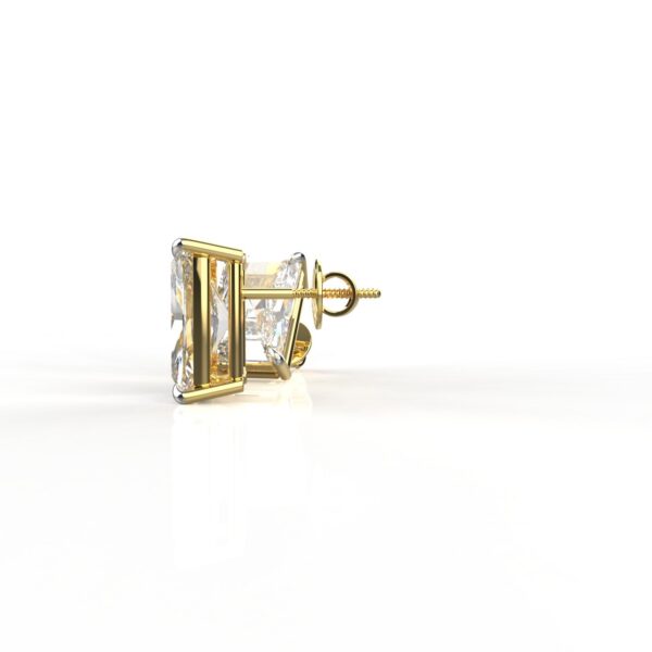 Avarta Jewellery 18K Gold 5 Carat Each Radiant Cut Solitaire Earrings - Image 3