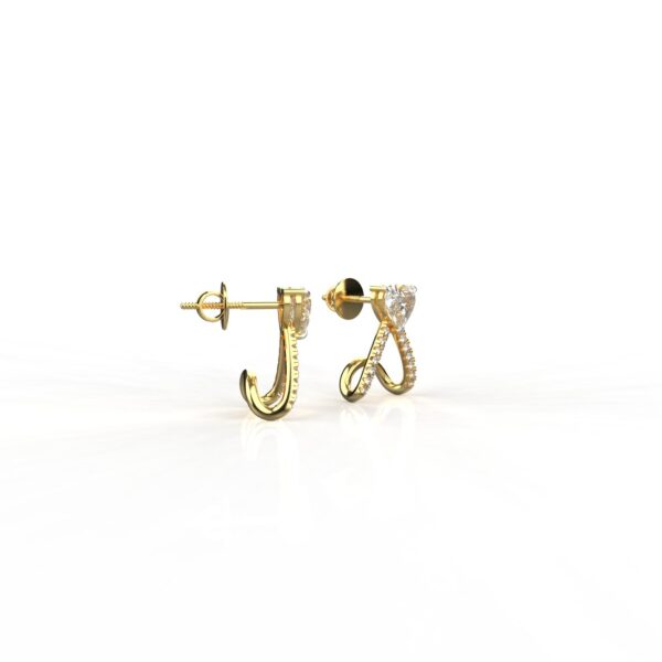 18k Gold 0.75 Carat Each Moissanite Heart Hoop Earrings - Image 3