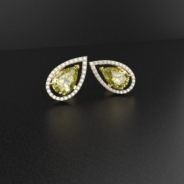 18k Gold 1.30 Carat Each Yellow Moissanite Studs Earring - Image 4
