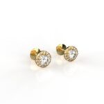 Avarta 18k Gold 50 Cents Each Lab Grown Diamond Halo Solitaire Stud Earrings