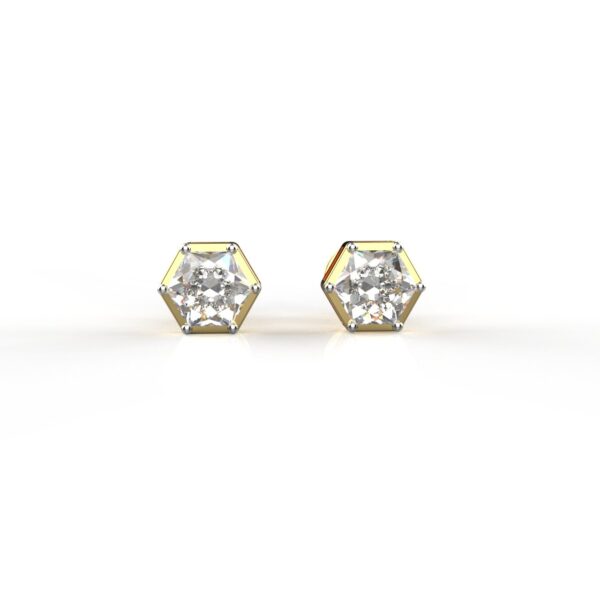 Avarta Jewellery 18k Gold 80 Cents each Hexagonal Moissanite Solitaire Studs - Image 4
