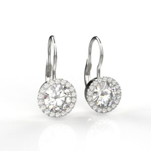 Avarta Jewellery Sterling Silver 2 Carat Each Halo Drop Earring