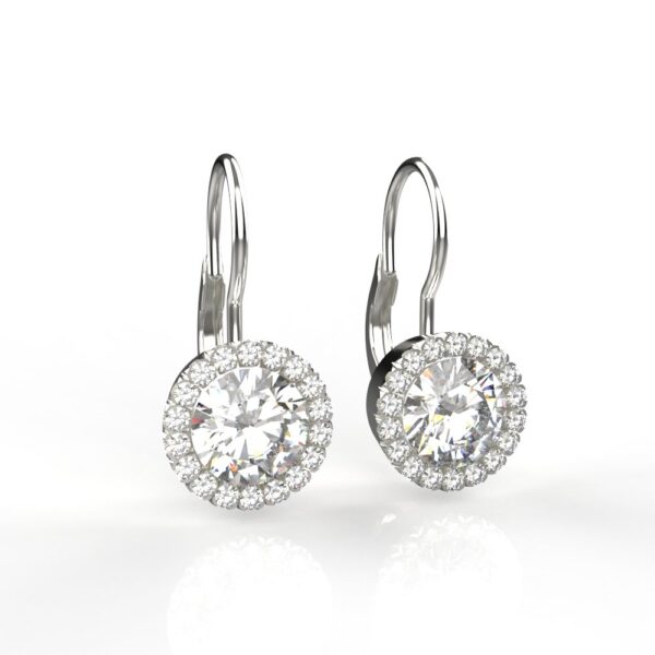Avarta Jewellery Sterling Silver 2 Carat Each Halo Drop Earring