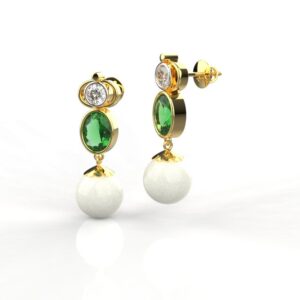 Avarta Jewellery Gold Diamond Emerald Pearl Earring