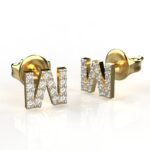 Avarta Jewellery Gold W Letter Diamond Studs Earrings