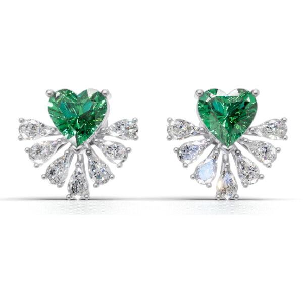 Avarta Gold Emerald Heart Lab Diamond Earrings