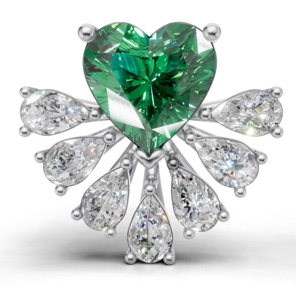 Avarta Gold Emerald Heart Lab Diamond Earrings - Image 2