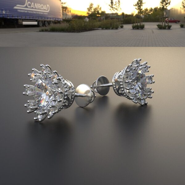 Avarta Sterling Silver 2 Carat Solitaire Sunflower Stud Earring With White Gold Polish For Girls & Women - Image 4