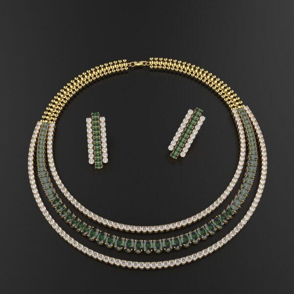 Avarta Gold Polished Green Onyx Necklace With Earring - Image 7