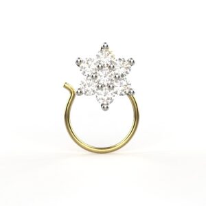 Avarta 18k Yellow Gold Certified Diamond Allure Nosepin For Girls & Women