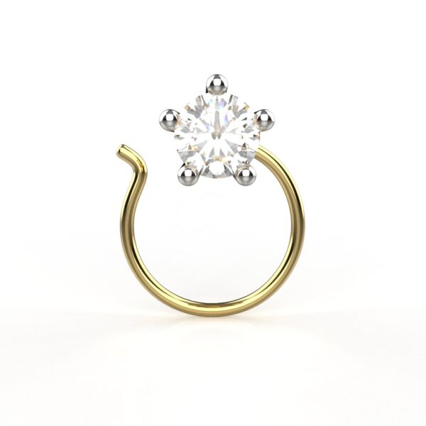 Avarta 18k Yellow Gold Certified Solitaire Diamond Nosepin For Girls & Women - Image 4