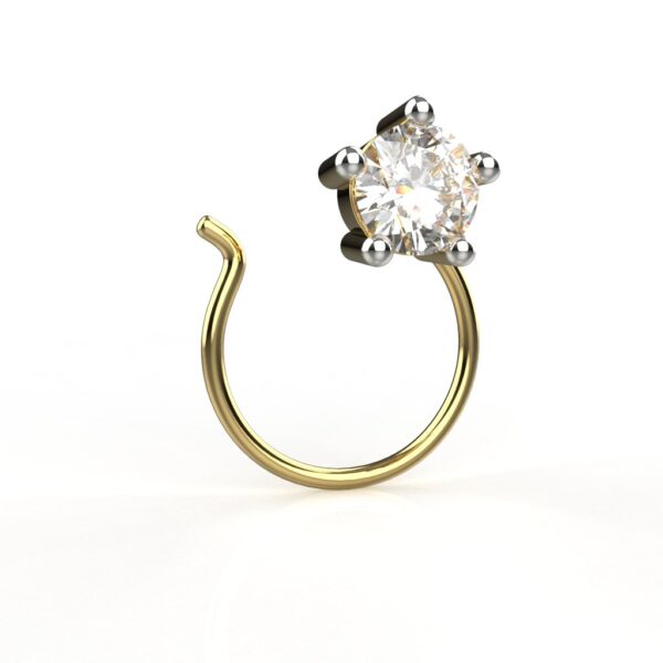 Avarta 18k Yellow Gold Certified Solitaire Diamond Nosepin For Girls & Women