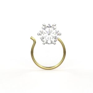 Avarta 18k Yellow Gold 70 Cents Moissanite Solitaire Nosepin For Girls & Women