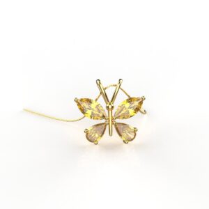 Avarta Jewellery Sterling Silver Yellow Butterfly Pendant With Gold Polish for Kids, Girls & Women