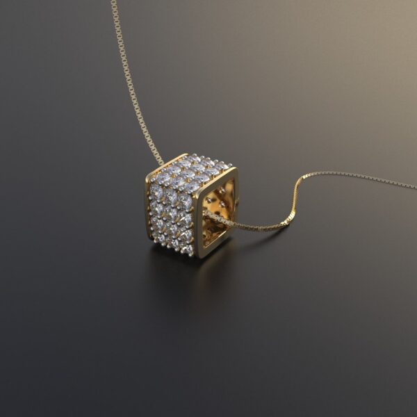 Avarta Jewellery Sterling Silver Diamond Square Pendant With Gold Polish and Chain For Girls & Women - Image 4