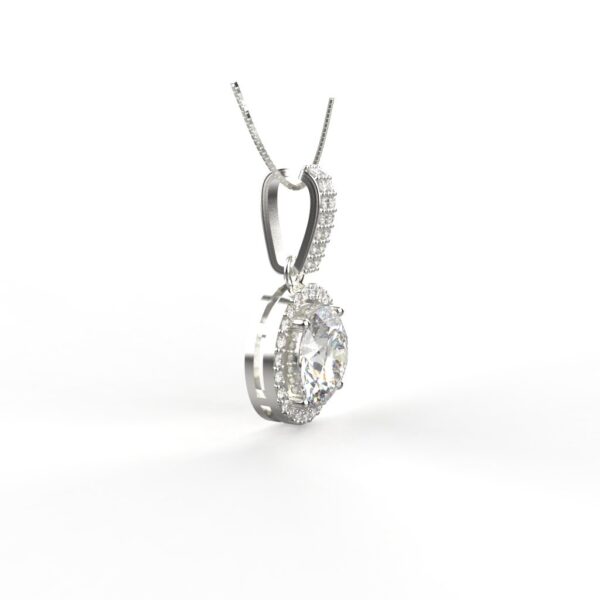 Avarta Jewellery 18k White Gold Solitaire Halo Pendant - Image 3