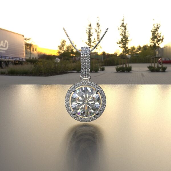 Avarta Jewellery 18k White Gold Solitaire Halo Pendant - Image 2