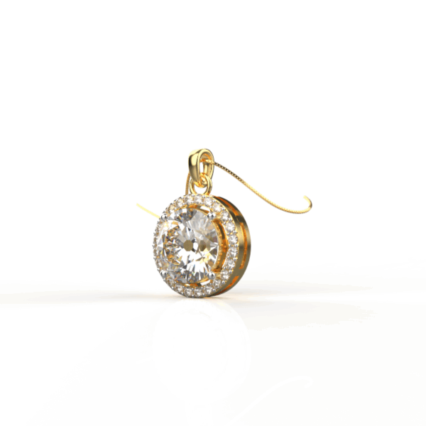 Avarta Sterling Silver 2 Carat Solitaire Halo Pendant With Chain in Gold Polish - Image 2