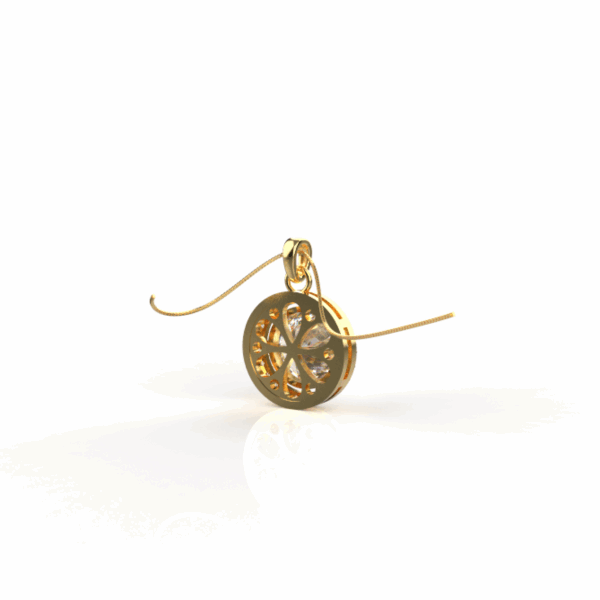 Avarta Sterling Silver 2 Carat Solitaire Halo Pendant With Chain in Gold Polish - Image 3