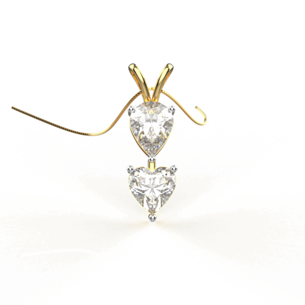 Avarta Jewellery 18k Gold Moissanite Solitaire Heart & Pear Pendant - Image 4