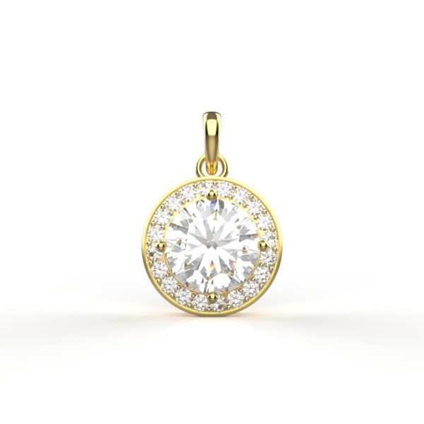 Avarta Jewellery 18k Gold 2 Carat Moissanite Solitaire Halo Pendant For Girls & Women