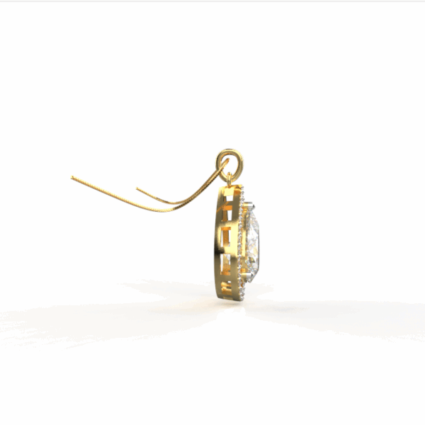 Avarta Sterling Silver Pear Solitaire Halo Pendant With Chain in Gold Polish - Image 3