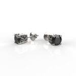 Avarta Jewellery Sterling Silver 0.80 Carat Black Solitaire Studs Earrings For Girls & Women