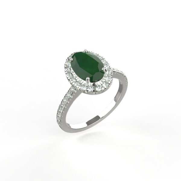 Avarta Jewellery Sterling Silver Ring With Synthetic Emerald Gemstone For Girls & Wemen