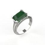 Avarta Faux Emerald Silver Diamond Ring For Girls & Women