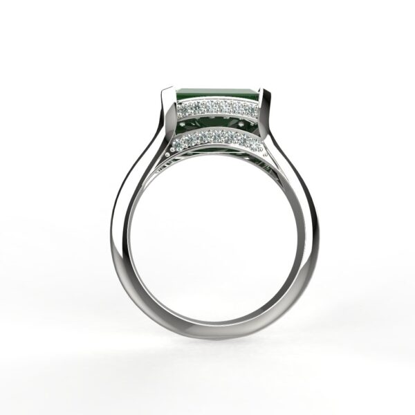 Avarta Faux Emerald Silver Diamond Ring For Girls & Women - Image 2