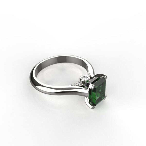 Avarta Jewellery Sterling Silver Faux Emerald Ring With Diamonds For Girls & Women - Image 4