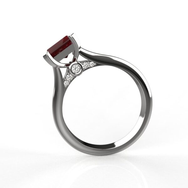 Avarta Jewellery Sterling Silver Faux Ruby Ring With Diamonds - Image 3