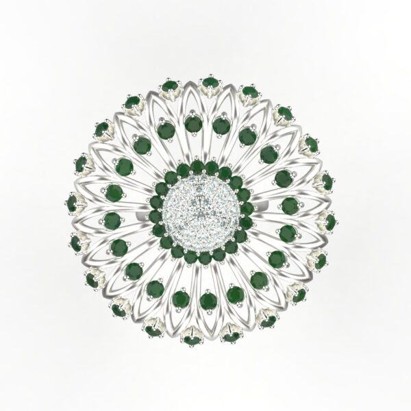 Avarta Jewellery Sterling Silver Ring With Synthetic Emerald & American Diamonds For Girls & Wemen - Image 3