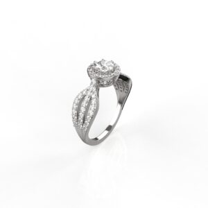 Avarta Jewellery Sterling Silver 0.50 Carat Solitaire Halo Ring For Girls & Women