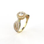 Avarta Jewellery Sterling Silver 0.50 Carat Solitaire Halo Ring With Gold Polish