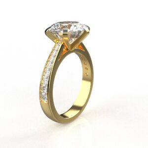 Avarta Jewellery 14k Gold 3 Carat Moissanite Solitaire Cocktail Ring
