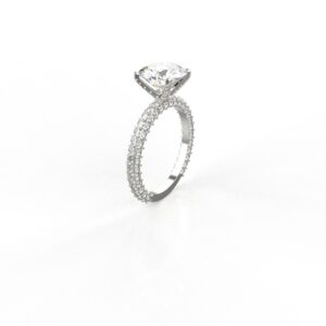 Avarta 18k White Gold 3 Carat Solitaire Moissanite Cocktail Ring
