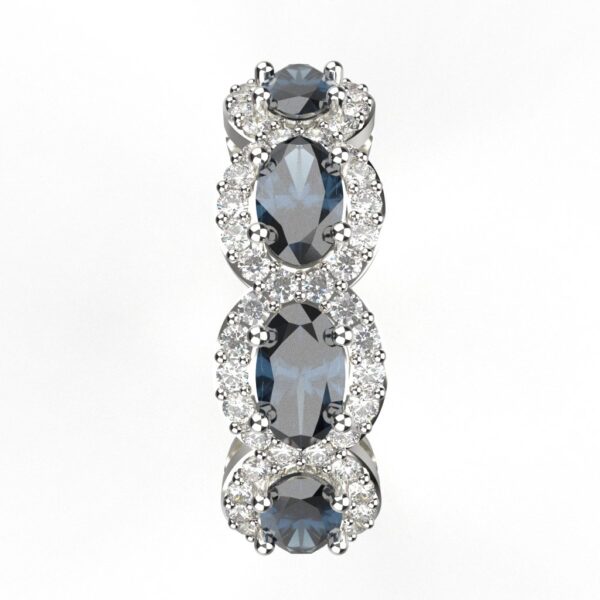 Avarta Jewellery Sterling Silver Blue Sapphire Ring With Moissanite - Image 2