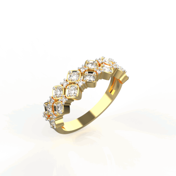 Avarta Jewellery Gold Double Band Diamond Ring in Lab Diamonds