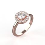 Avarta Jewellery 50 Cents Lab Diamond Rose Gold Halo Solitaire Ring