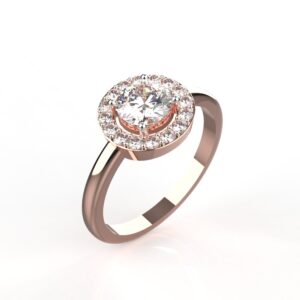 Avarta Jewellery 50 Cents Lab Diamond Rose Gold Halo Solitaire Ring